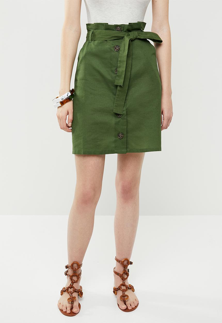 Brave Soul - Paperbag skirt - khaki