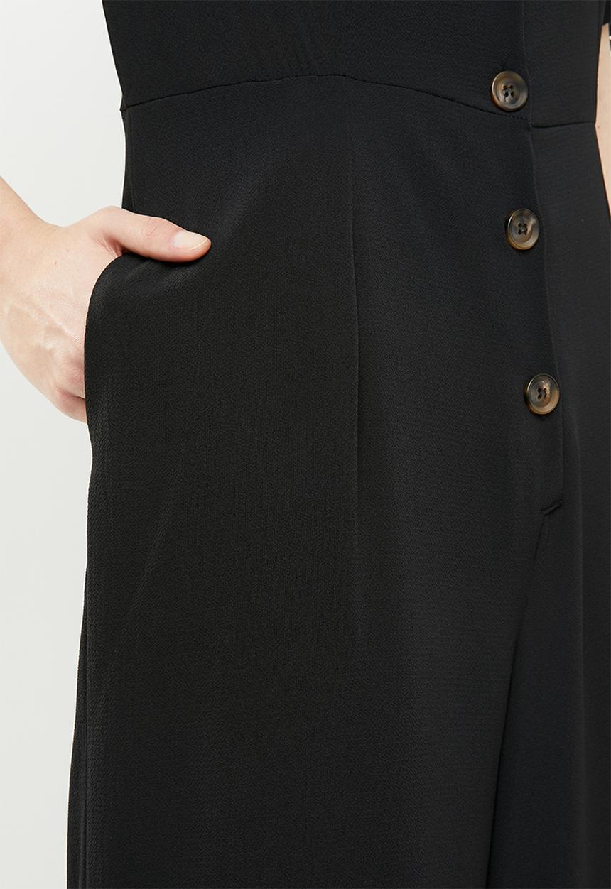 Brave Soul - Button through jumpsuit - black