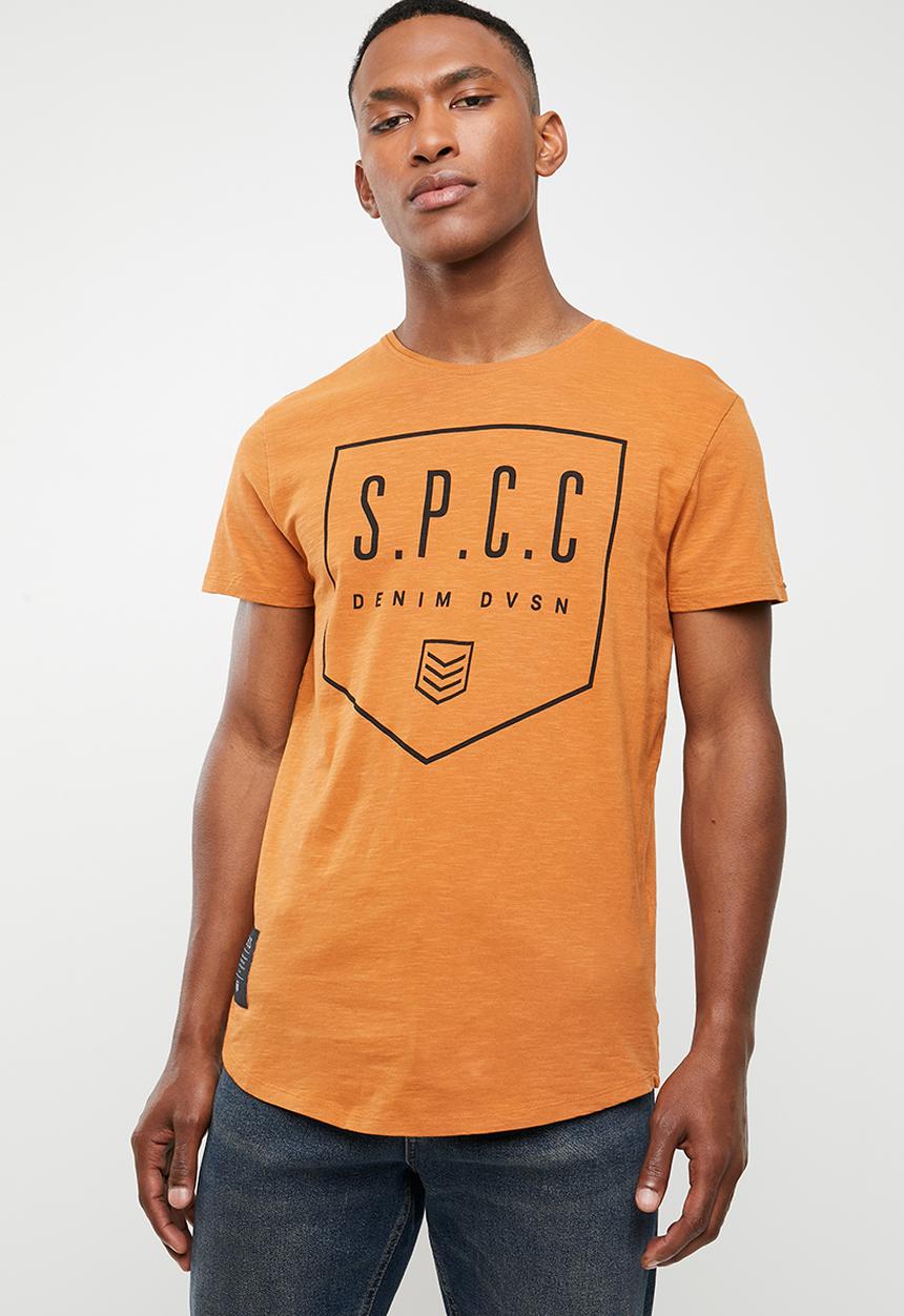S.P.C.C - Scoop hem logo tee - orange 