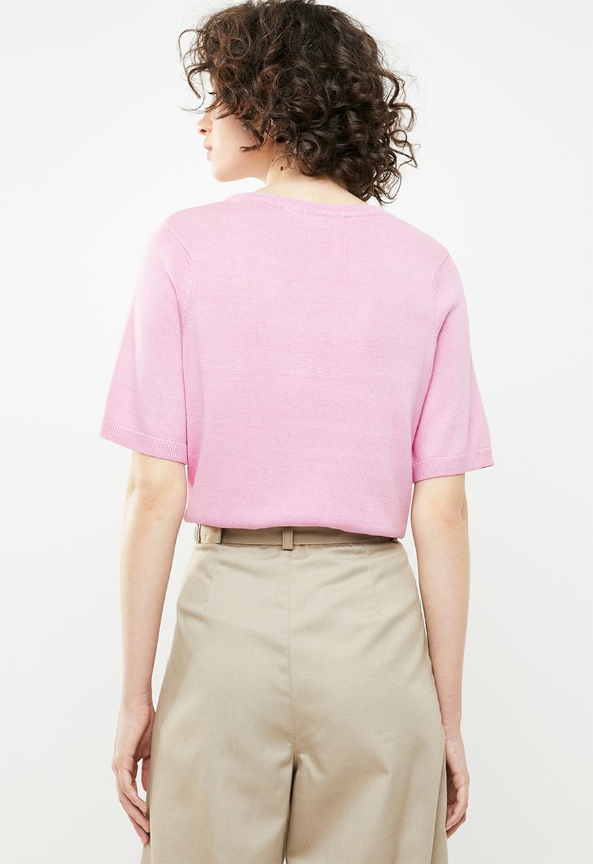 Brave Soul - Short sleeve knitted top - pink