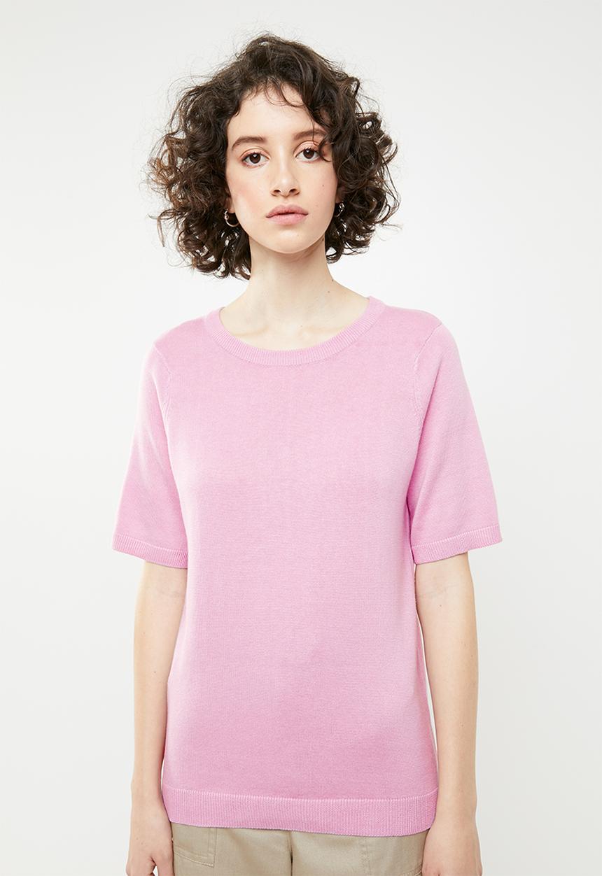 Brave Soul - Short sleeve knitted top - pink