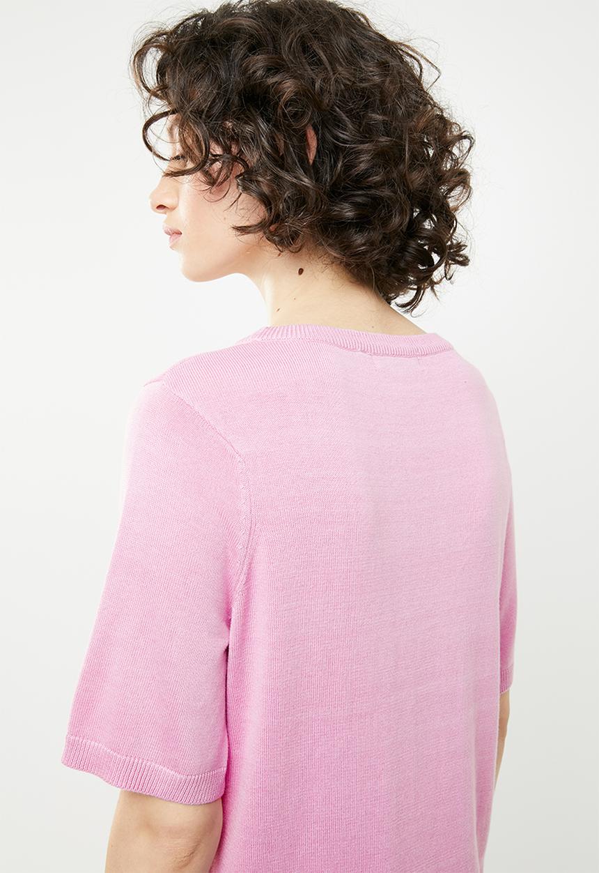 Brave Soul - Short sleeve knitted top - pink