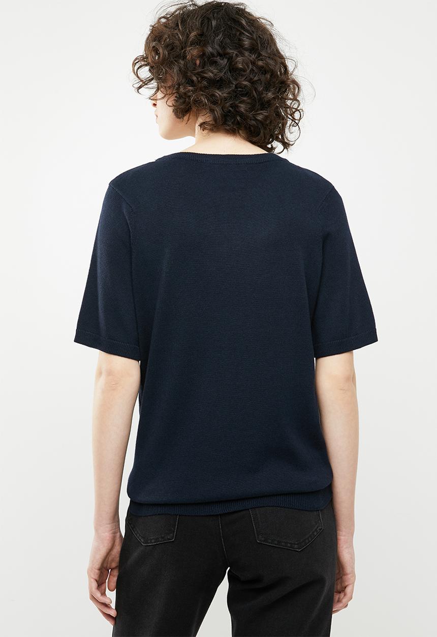 Brave Soul - Short sleeve knitted top - navy
