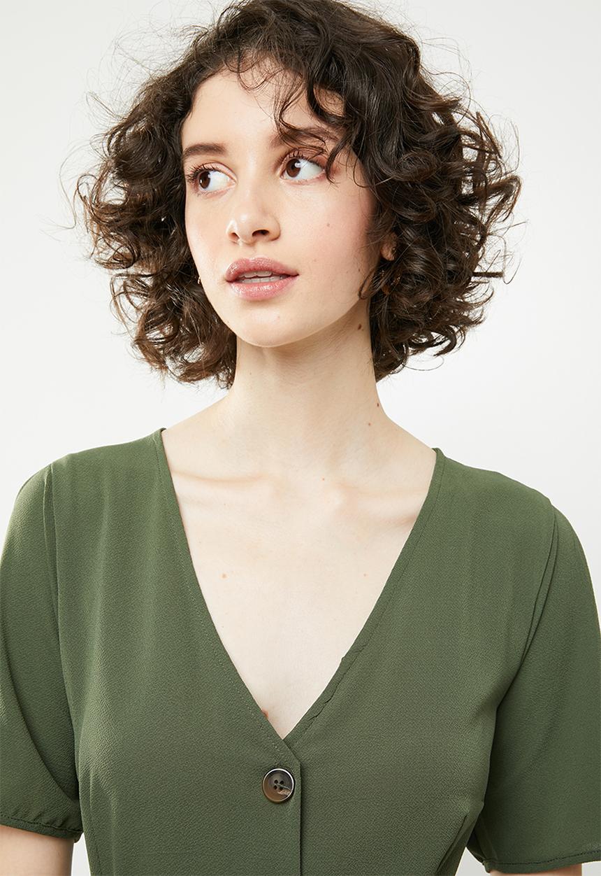 Brave Soul - Button through jumpsuit - khaki