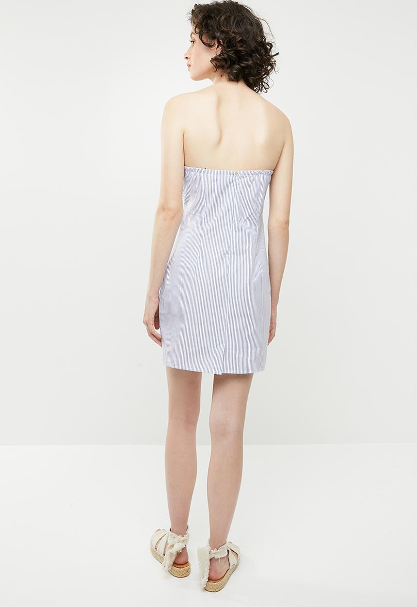 Forever21 - Bandeau bow bodycon dress - blue & white