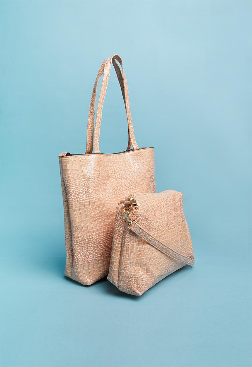 Superbalist - Faux croc leather shopper bag - neutral 