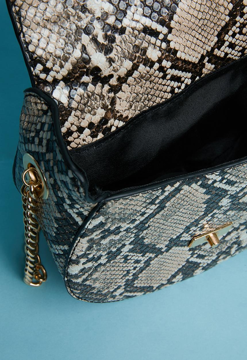 Superbalist - Carez snake print bag - brown & beige