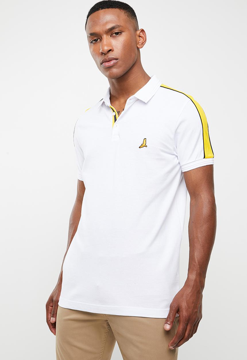 Brave Soul - Goldin short sleeve tee - white & yellow 