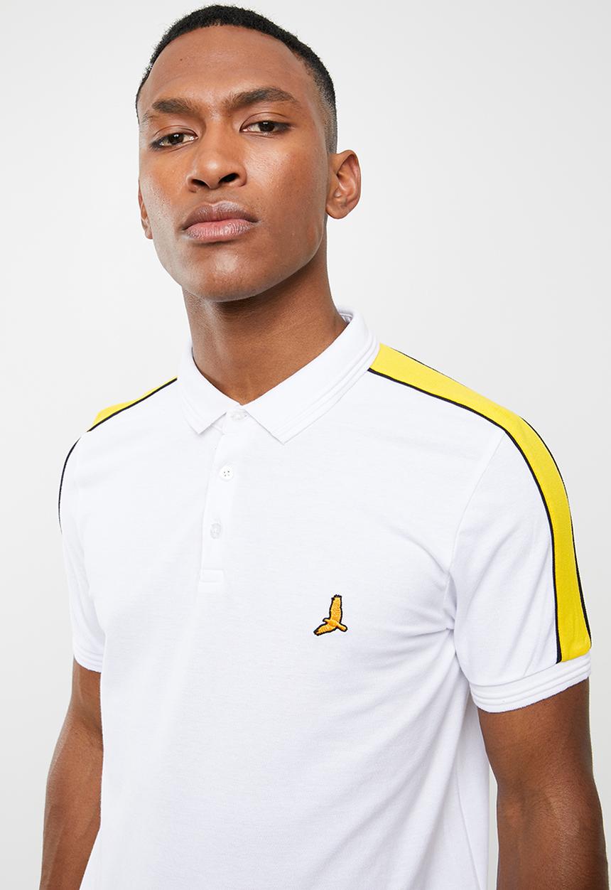Brave Soul - Goldin short sleeve tee - white & yellow 