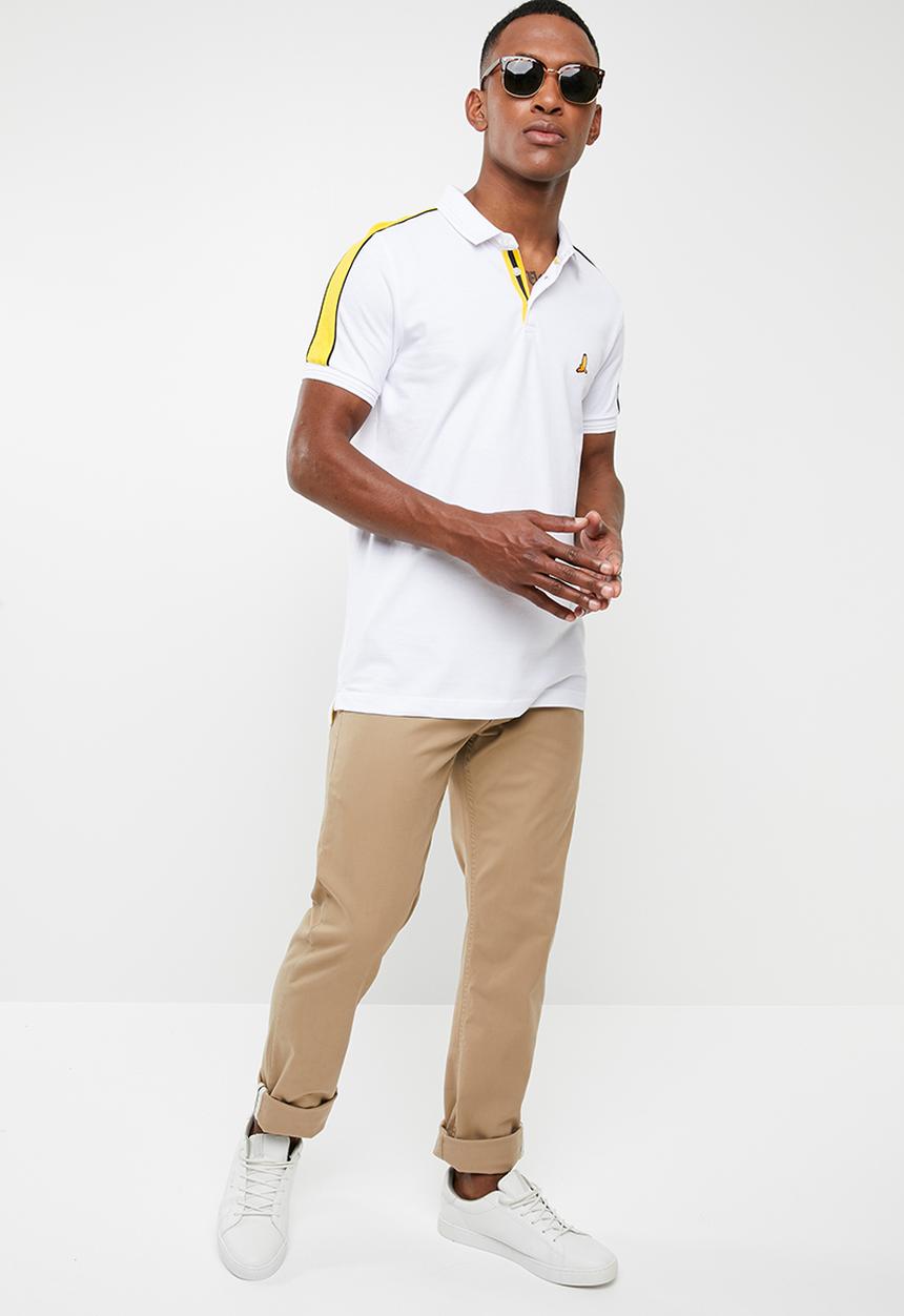 Brave Soul - Goldin short sleeve tee - white & yellow 