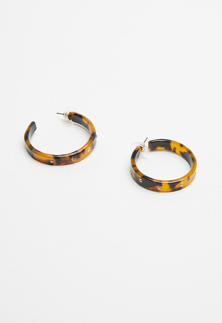 Superbalist - Leopard print resin earrings - brown & black