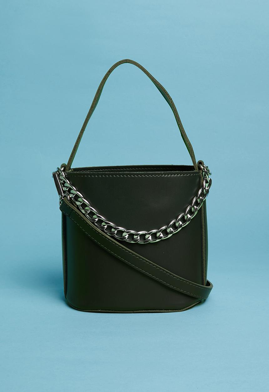 Superbalist - Drawstring chain detail bucket bag - green
