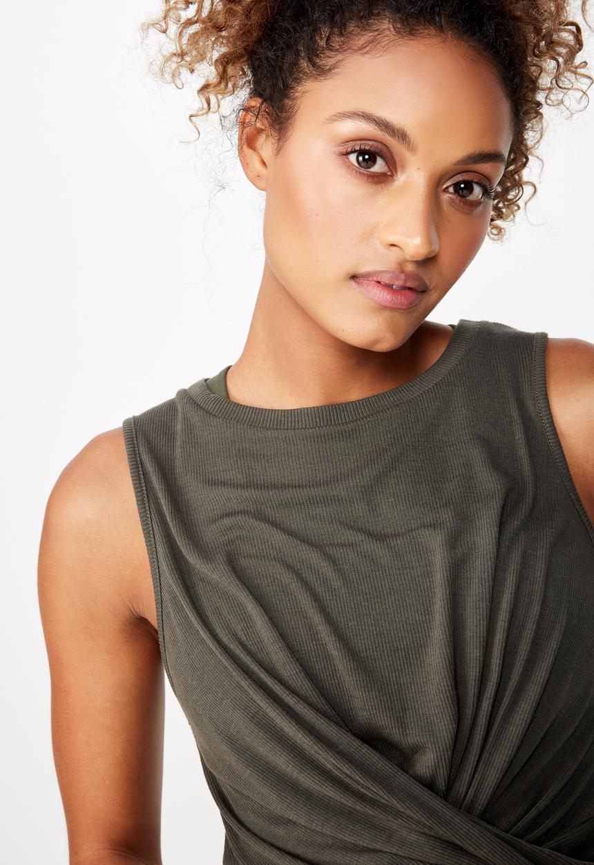 Cotton On - Rib twist front crop tank  - green