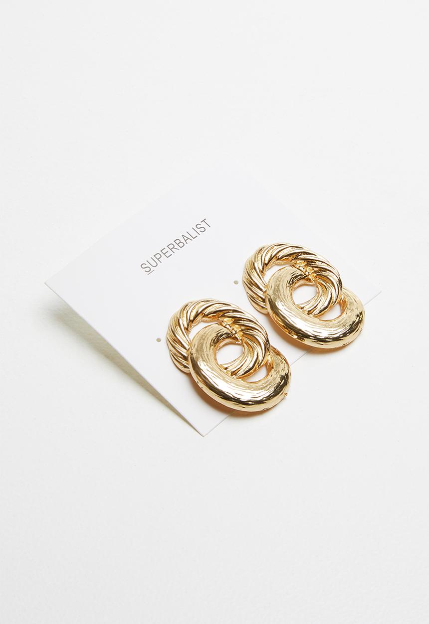 Superbalist - Spiral hoop stud earrings - gold