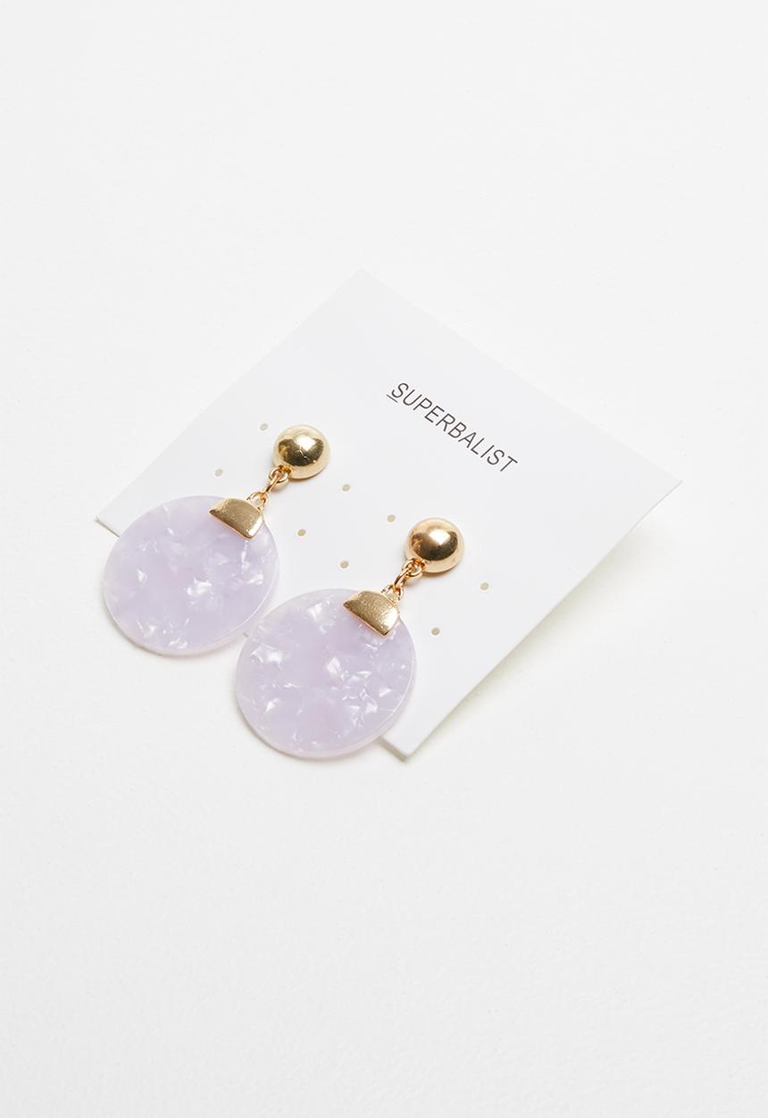 Superbalist - Resin drop statement earrings - gold & pink