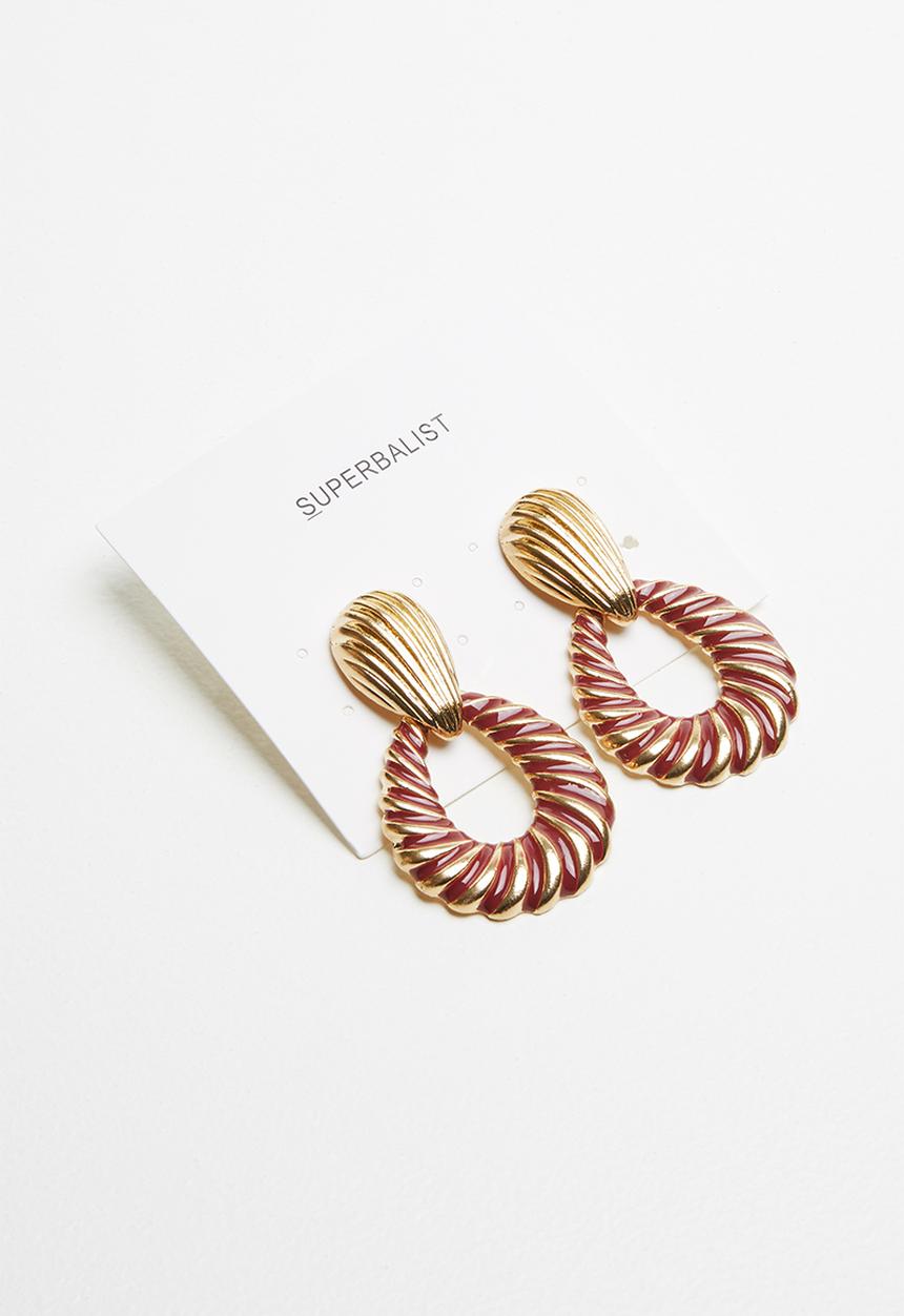 Superbalist - Eighties inspired earrings - gold & red