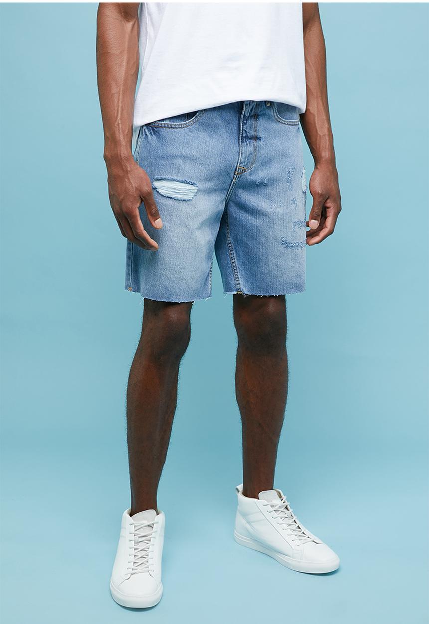 Superbalist - Ripped denim short - blue