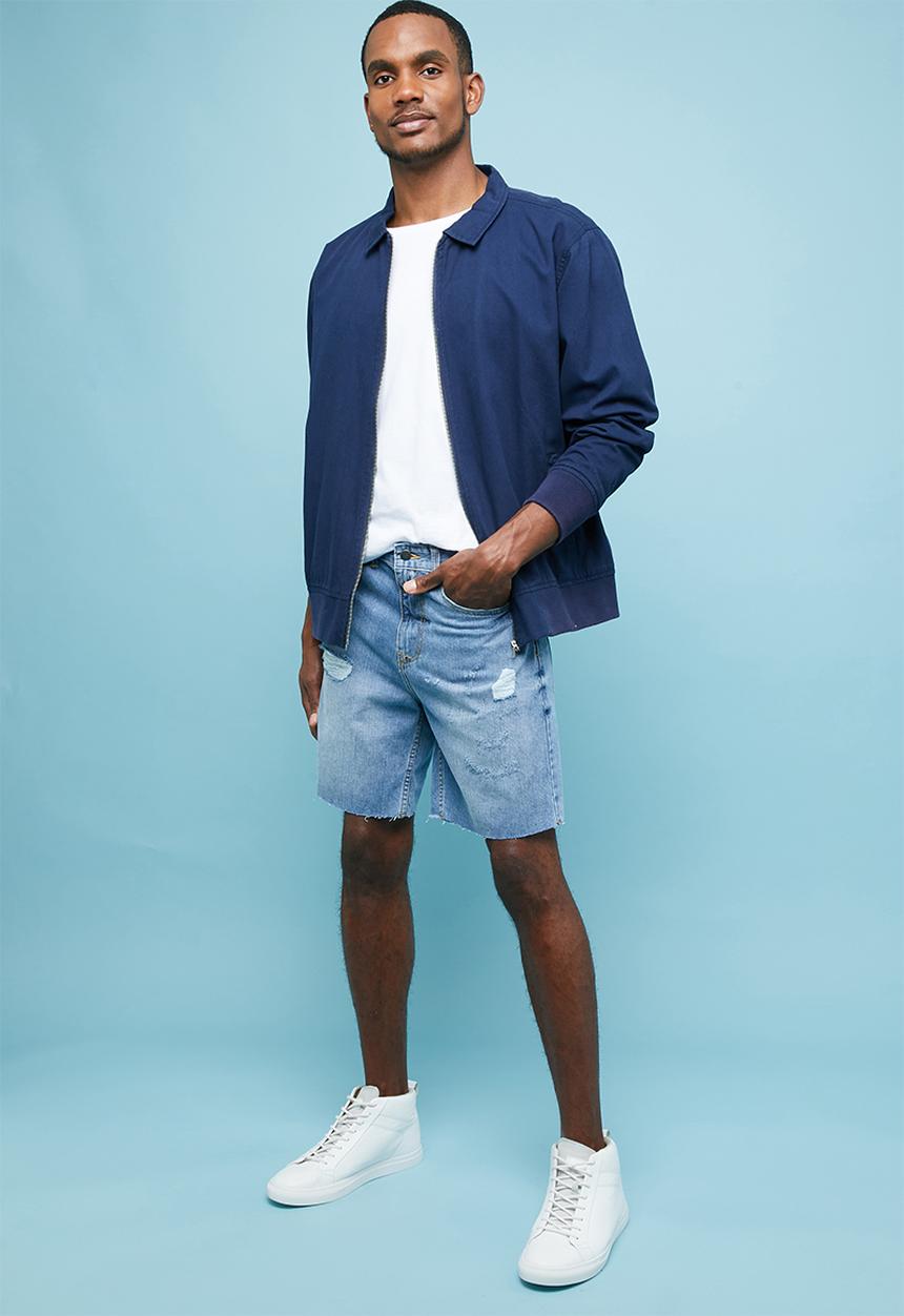 Superbalist - Ripped denim short - blue