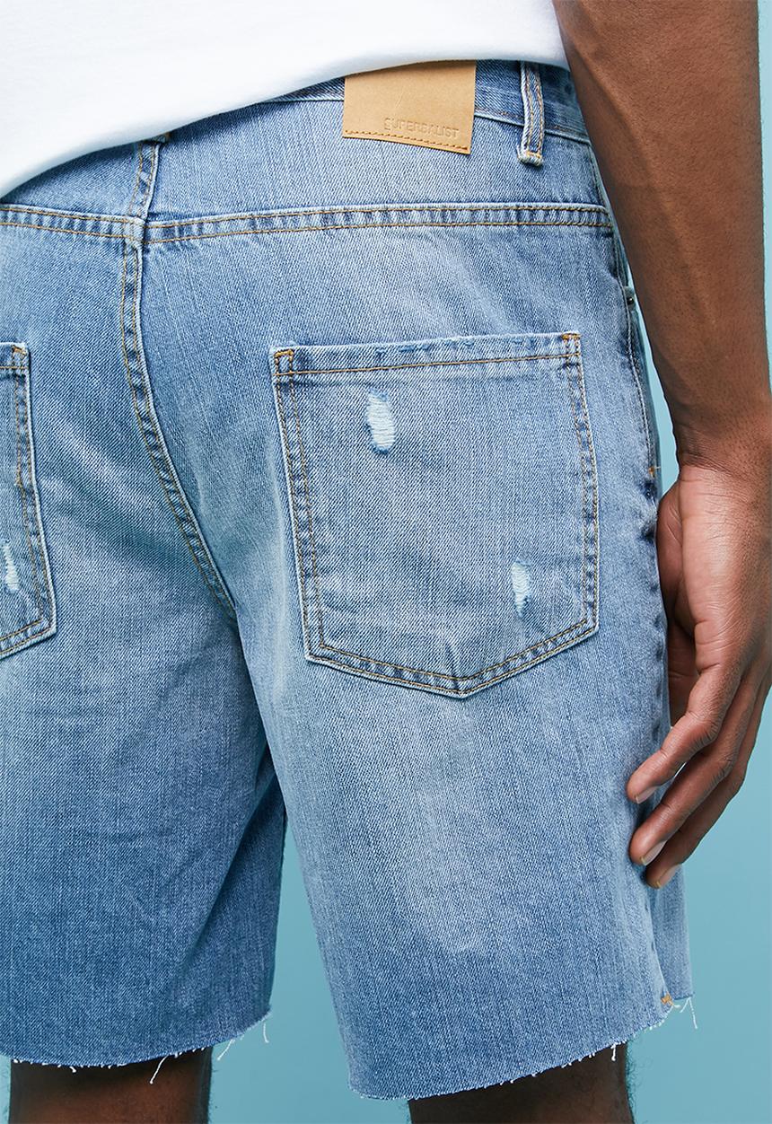 Superbalist - Ripped denim short - blue