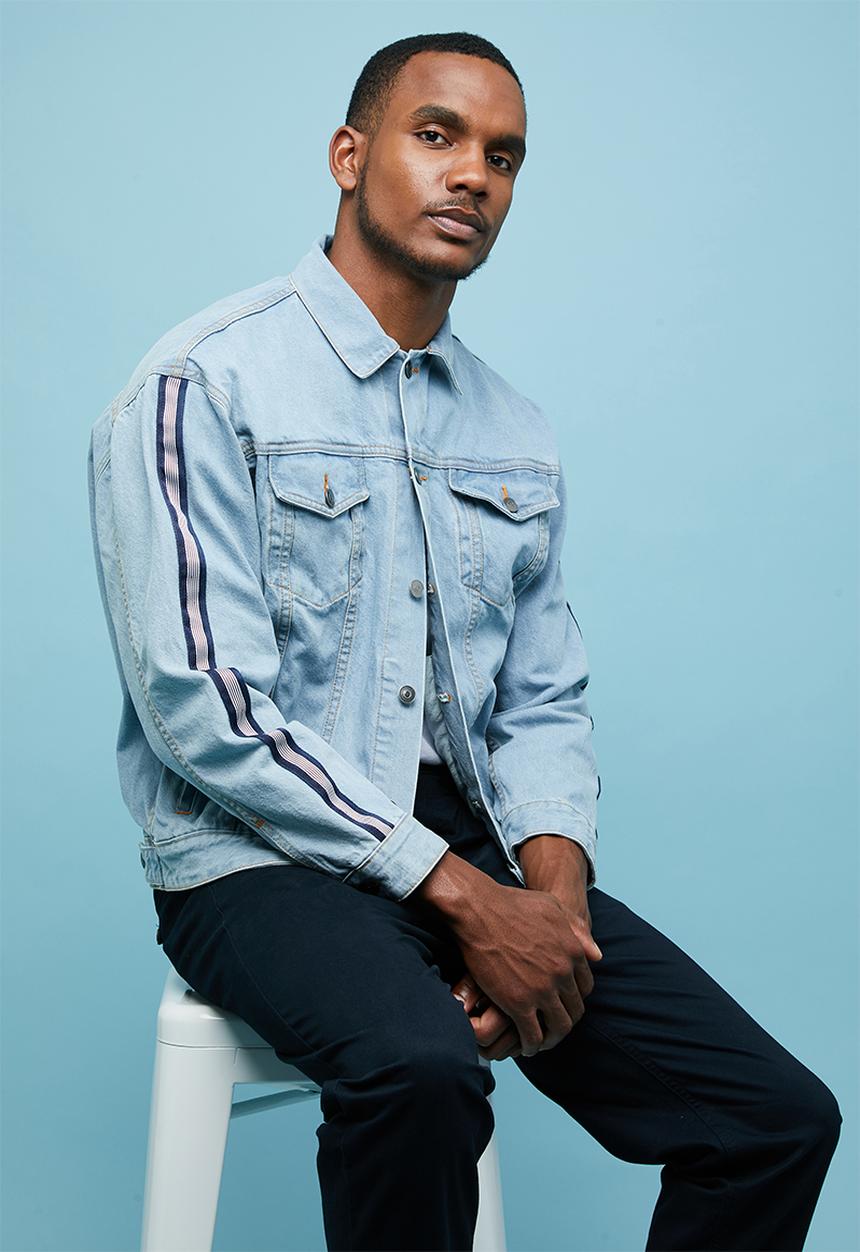 Superbalist - Loose taped denim trucker jacket - blue
