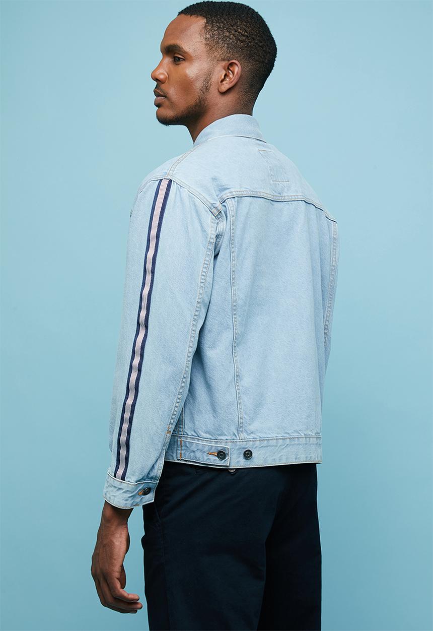 Superbalist - Loose taped denim trucker jacket - blue