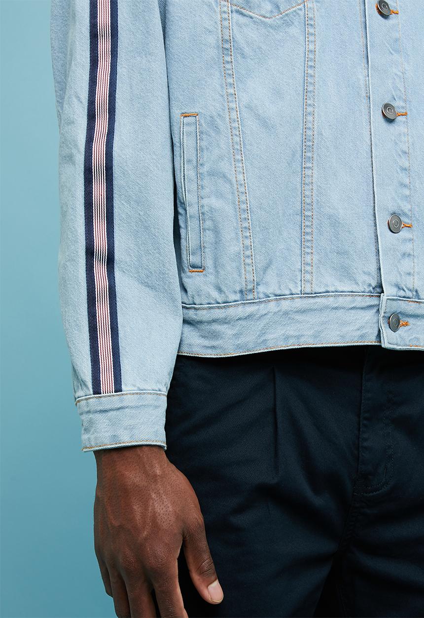 Superbalist - Loose taped denim trucker jacket - blue