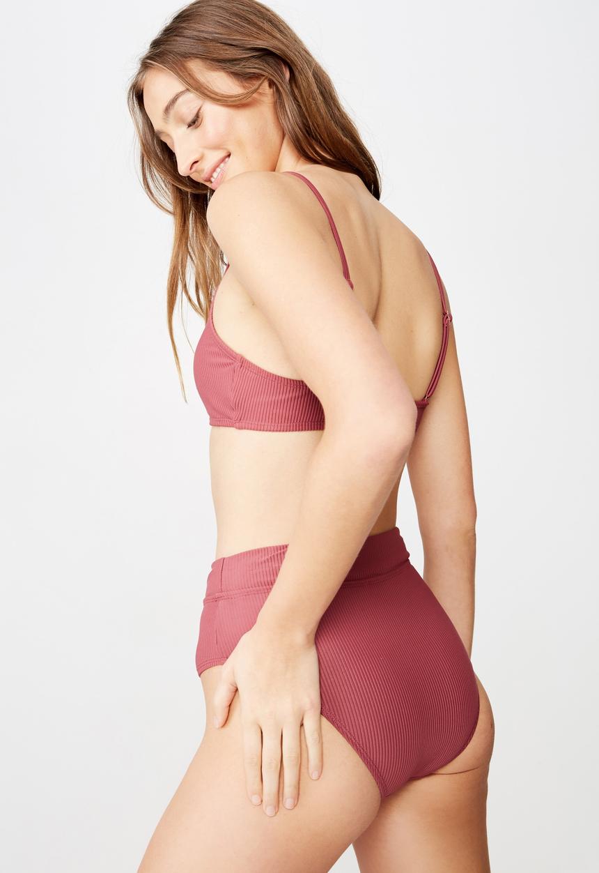 Cotton On - Highwaisted banded cheeky bikini bottom - pink