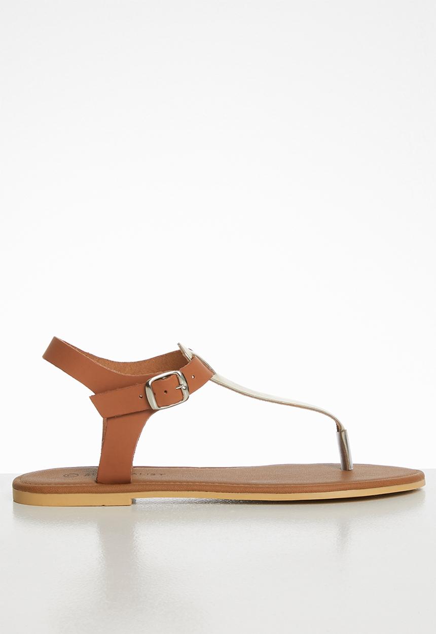 Superbalist - Zizi leather T-bar sandal - gold & tan