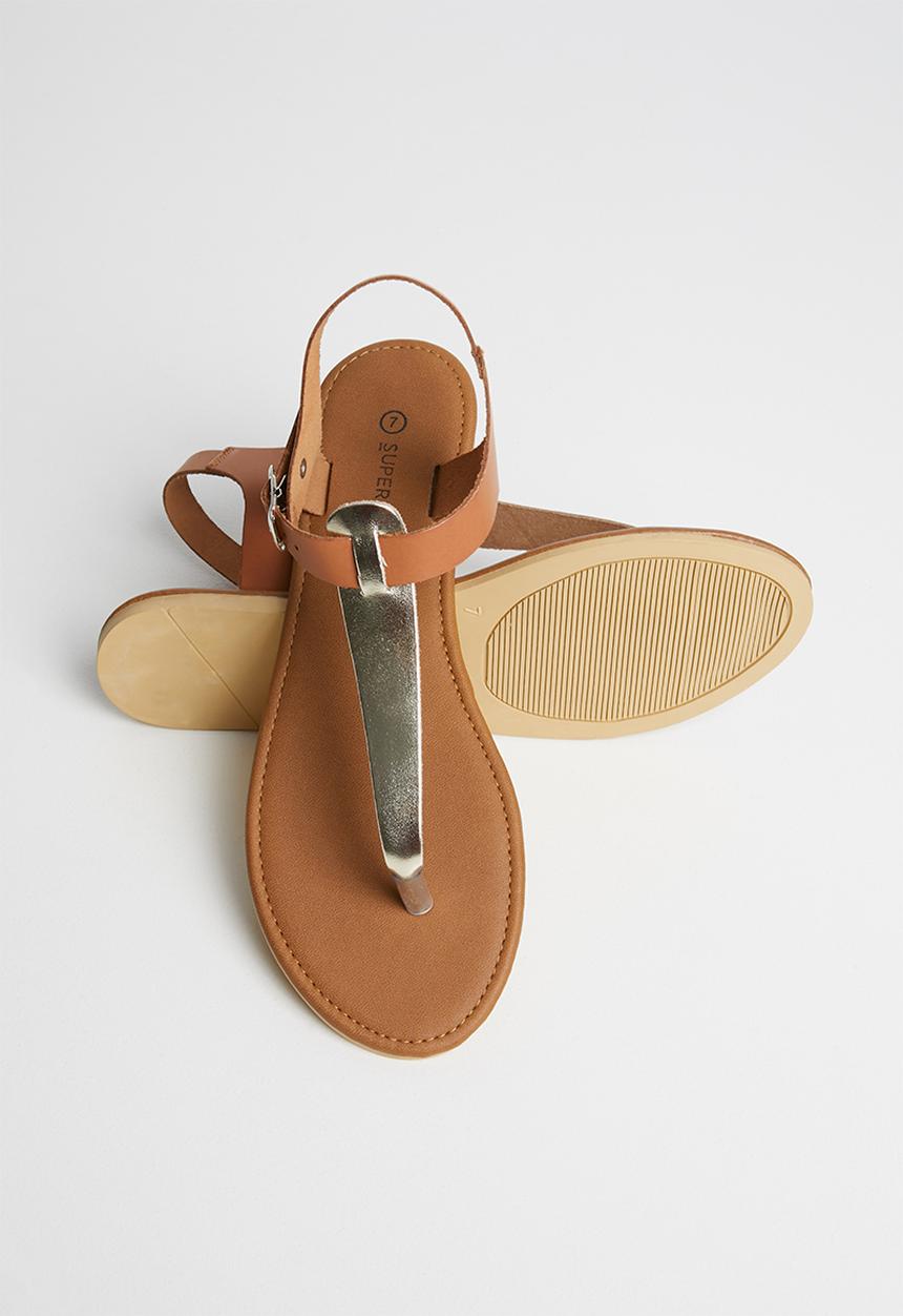 Superbalist - Zizi leather T-bar sandal - gold & tan