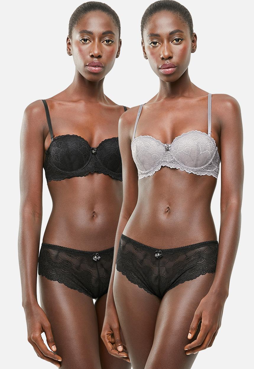 SISSY BOY - Multiway bra 2 pack - black & grey