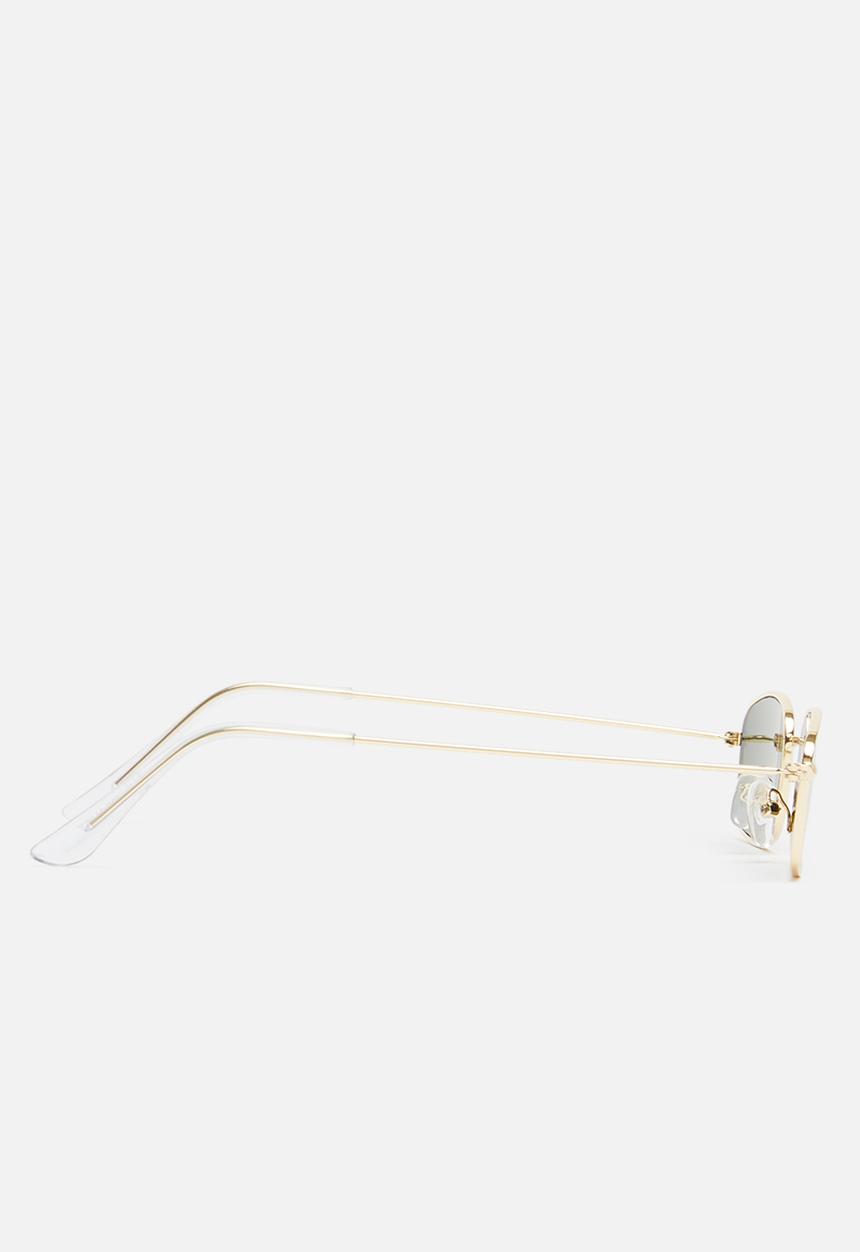 Superbalist - Slim rectangular sunglasses - gold & green