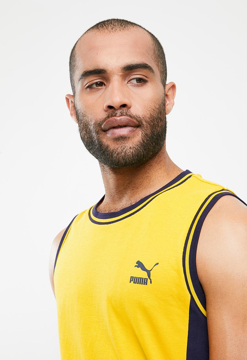 PUMA - Classic short sleeve tee - navy & yellow 