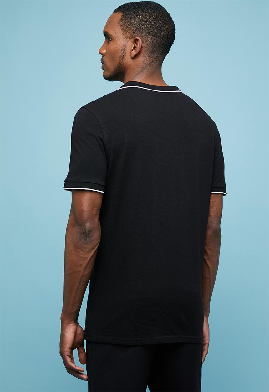 Superbalist - Pique slim fit zip golfer - black