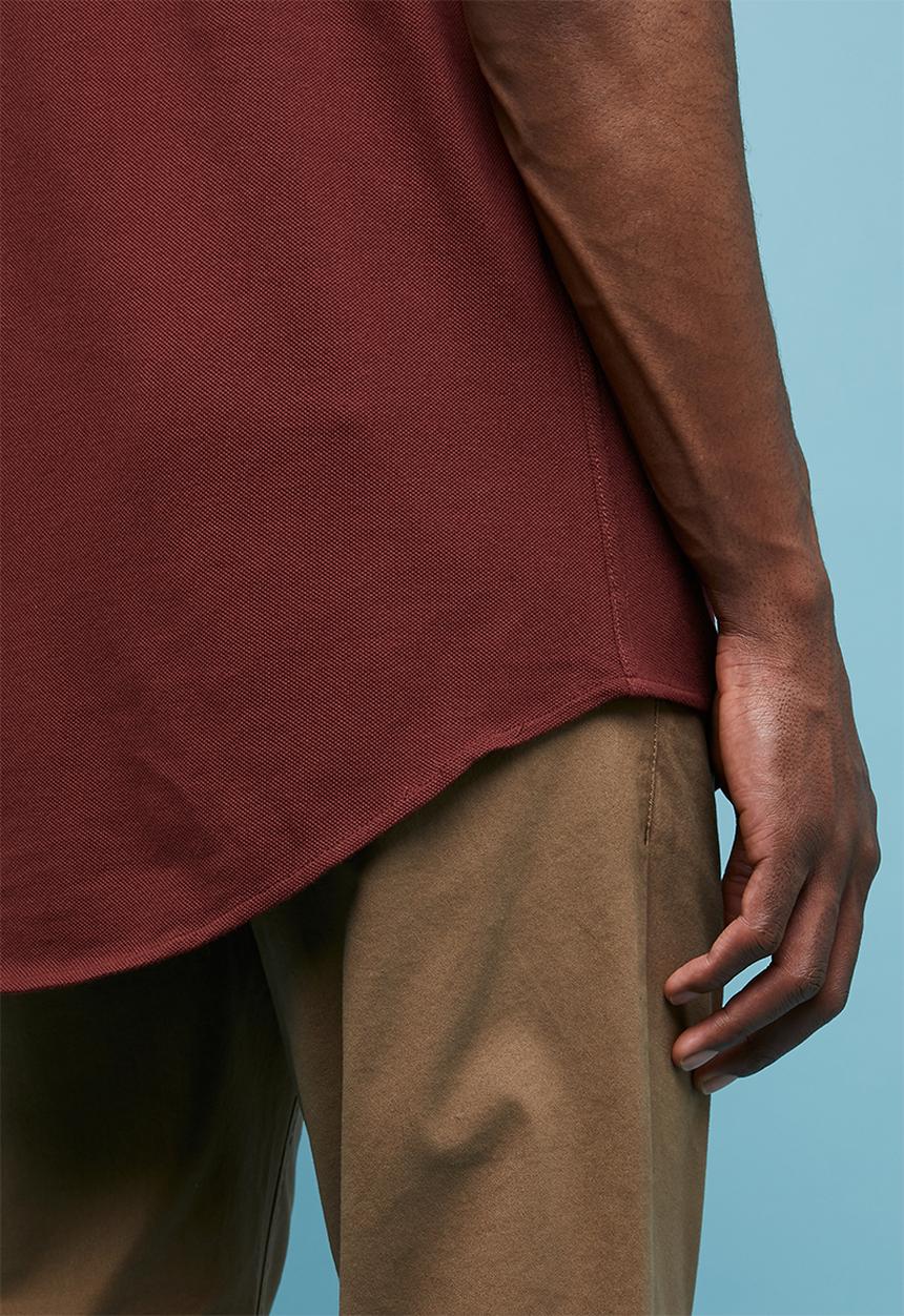 Superbalist - Pique knit mandarin shirt - burgundy