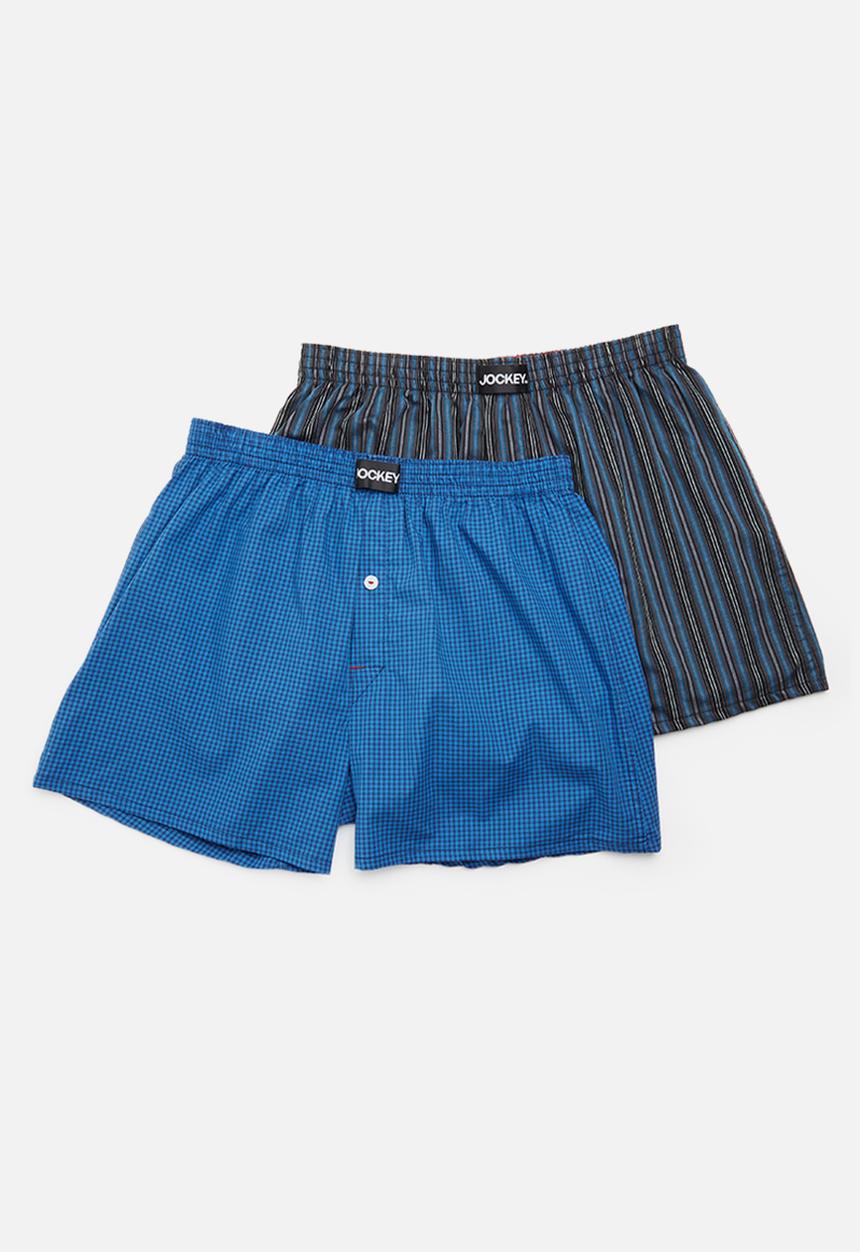 Jockey - 2 Pack boys woven boxers - grey & blue