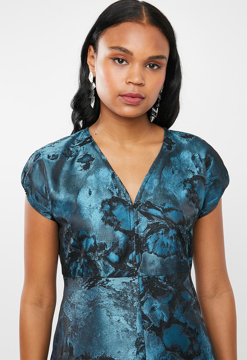 AMANDA LAIRD CHERRY - Nontathu v neck dress - blue & black