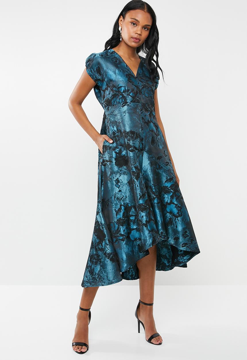 AMANDA LAIRD CHERRY - Nontathu v neck dress - blue & black