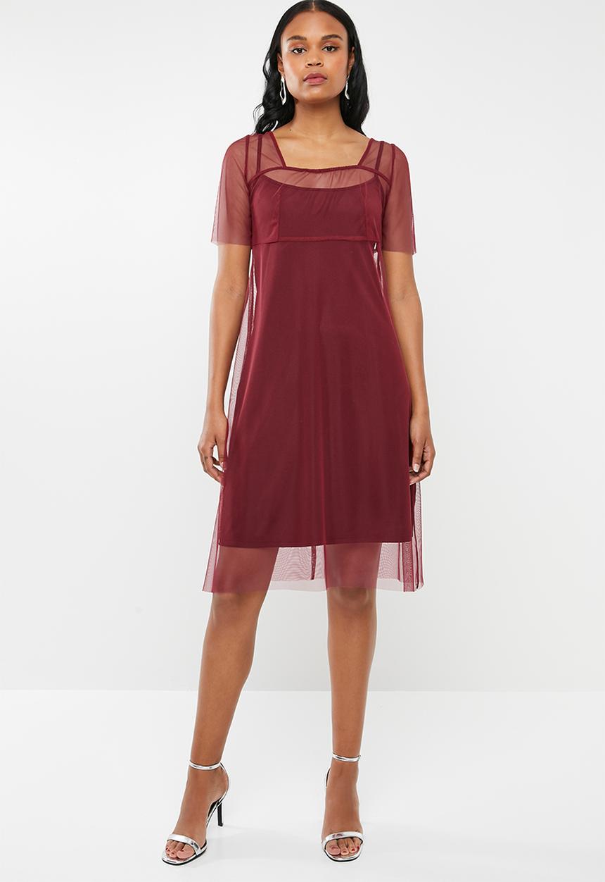 AMANDA LAIRD CHERRY - Clara mesh dress - burgundy