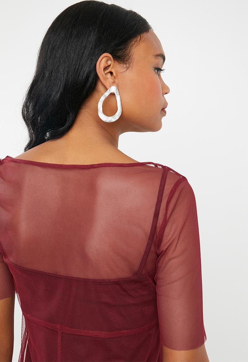 AMANDA LAIRD CHERRY - Clara mesh dress - burgundy