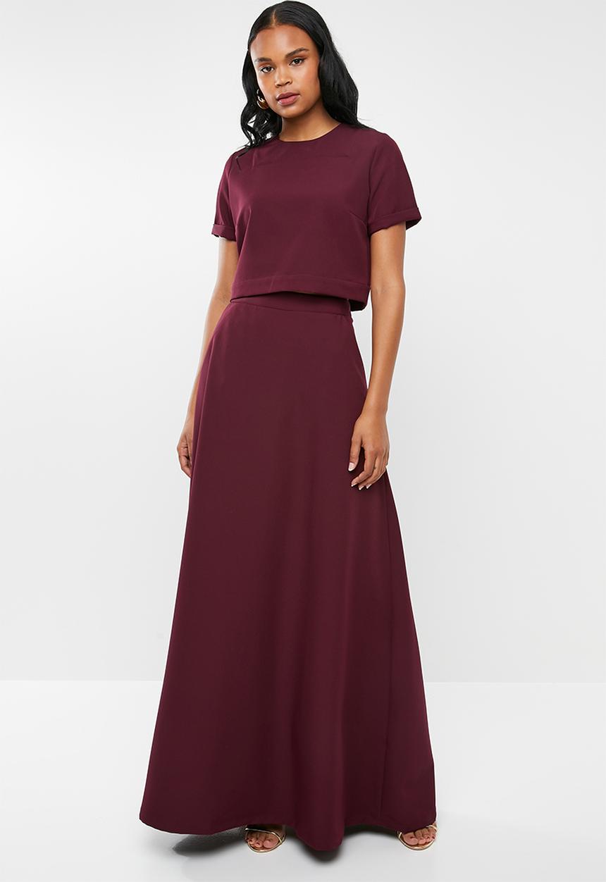 AMANDA LAIRD CHERRY - Lindiwe skirt & naledi top set - burgundy
