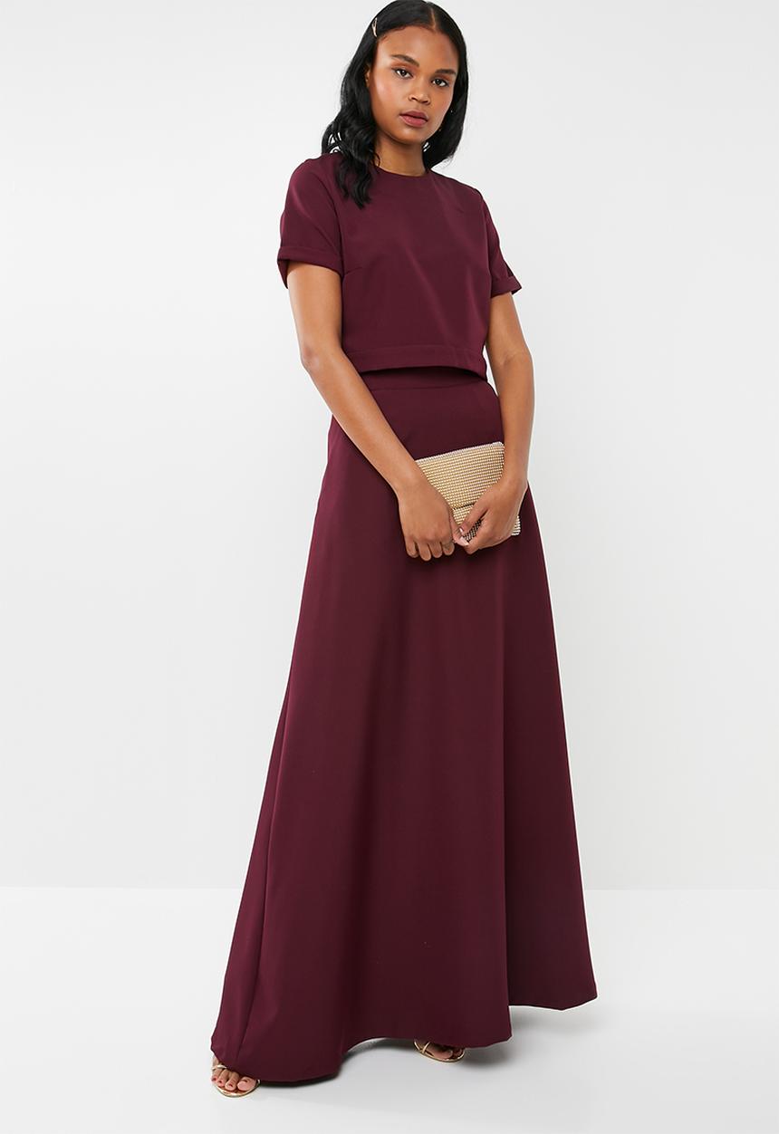 AMANDA LAIRD CHERRY - Lindiwe skirt & naledi top set - burgundy