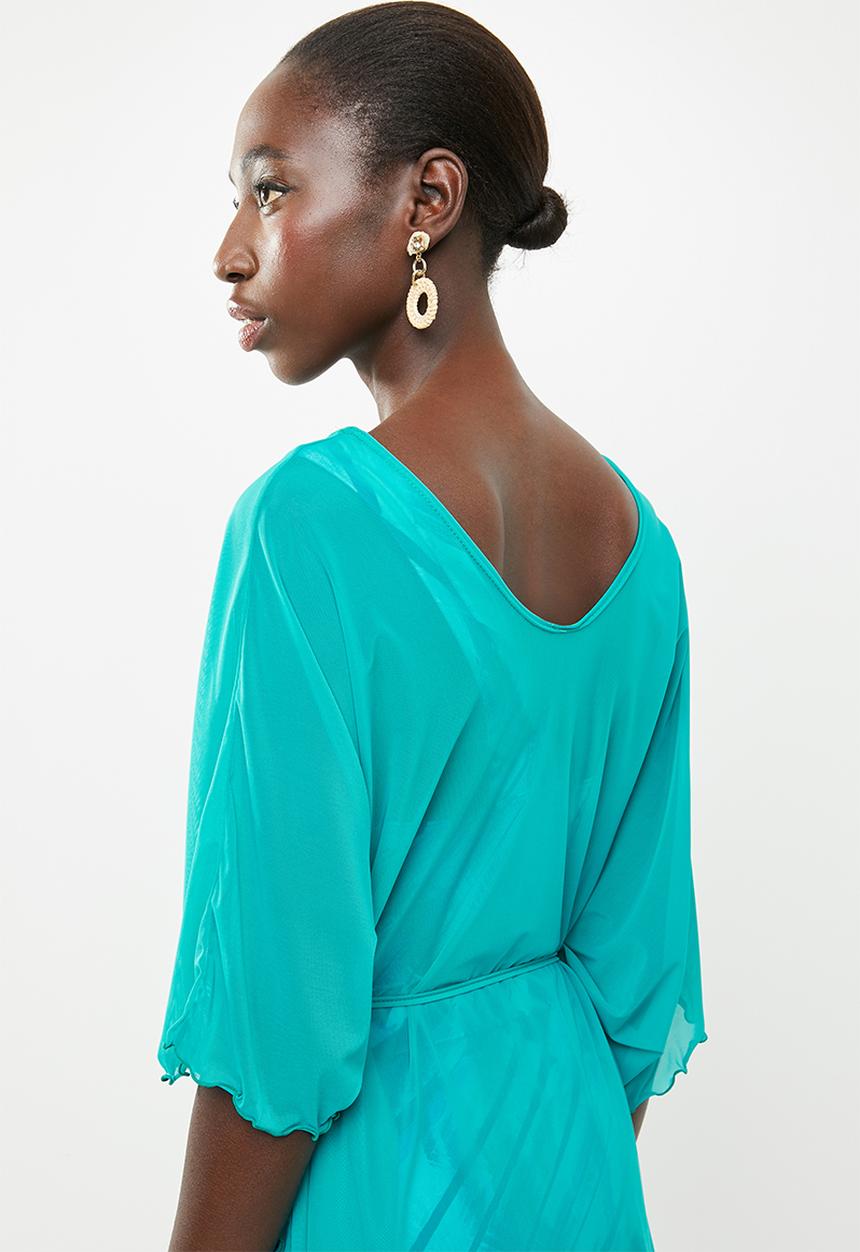 Sun Love - Longer length kimono dress - turquoise