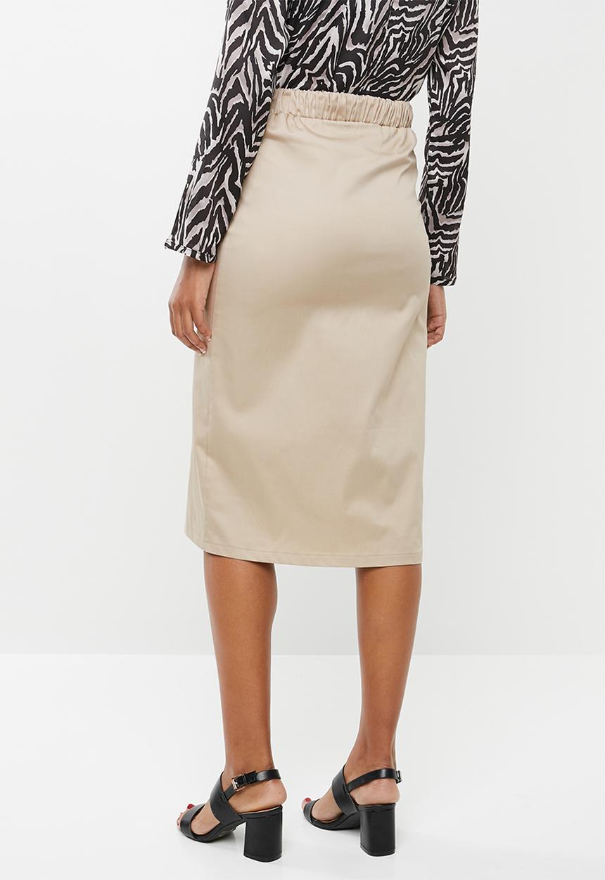 edit - Button down midi skirt - beige 