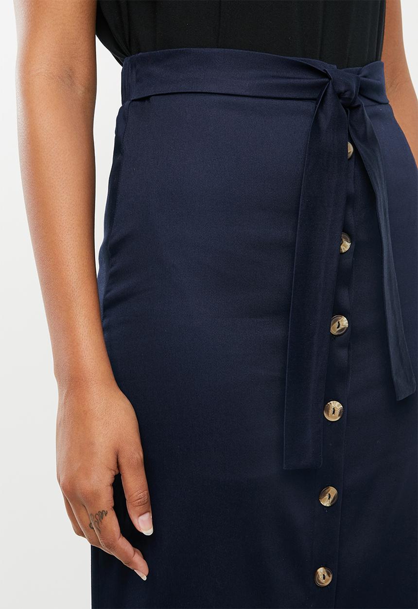 edit - Button down midi skirt - navy 