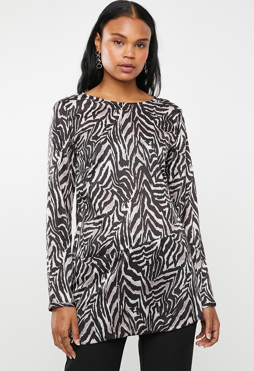 edit - Longsleeve blouse - black & grey 
