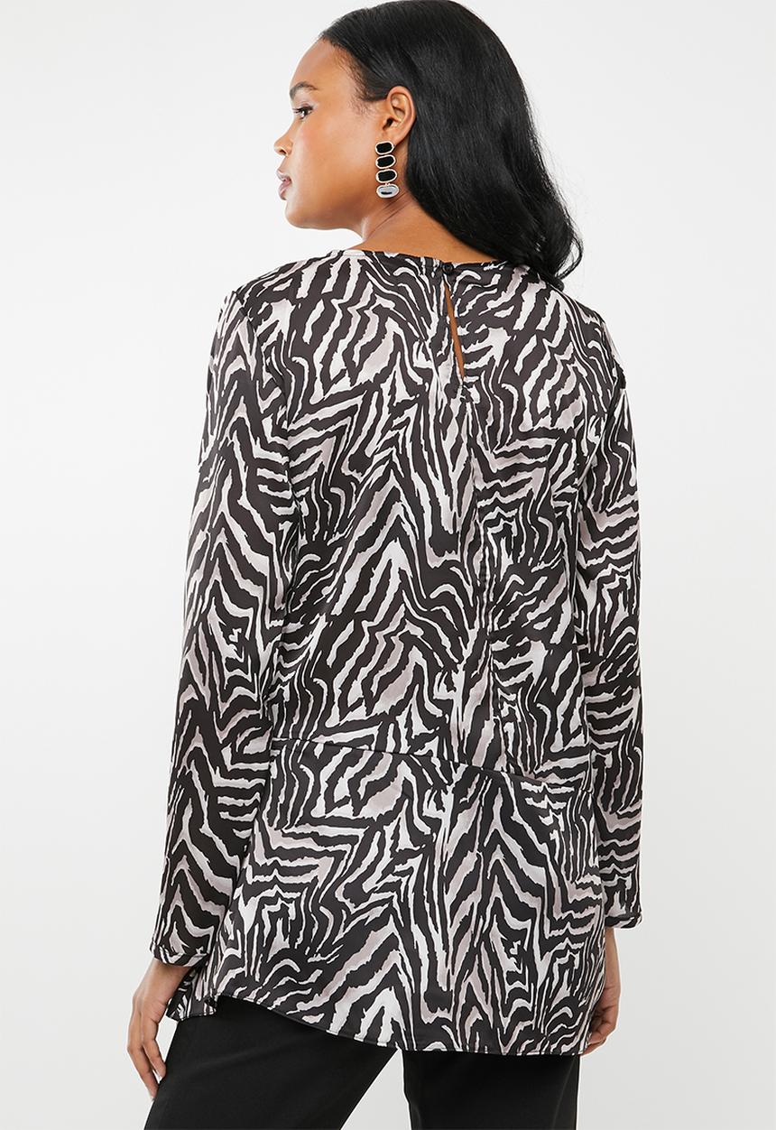 edit - Longsleeve blouse - black & grey 