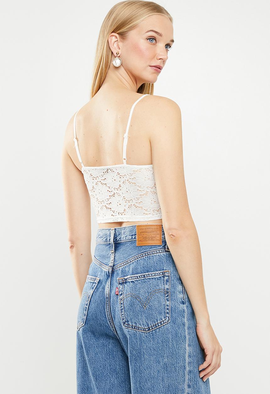 New Look - Lace button detail bralet - cream