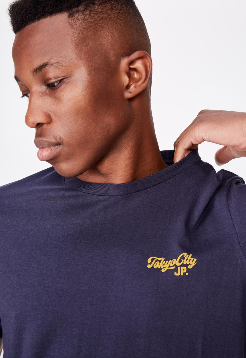 Cotton On - Tokyo city chest urban tee - navy