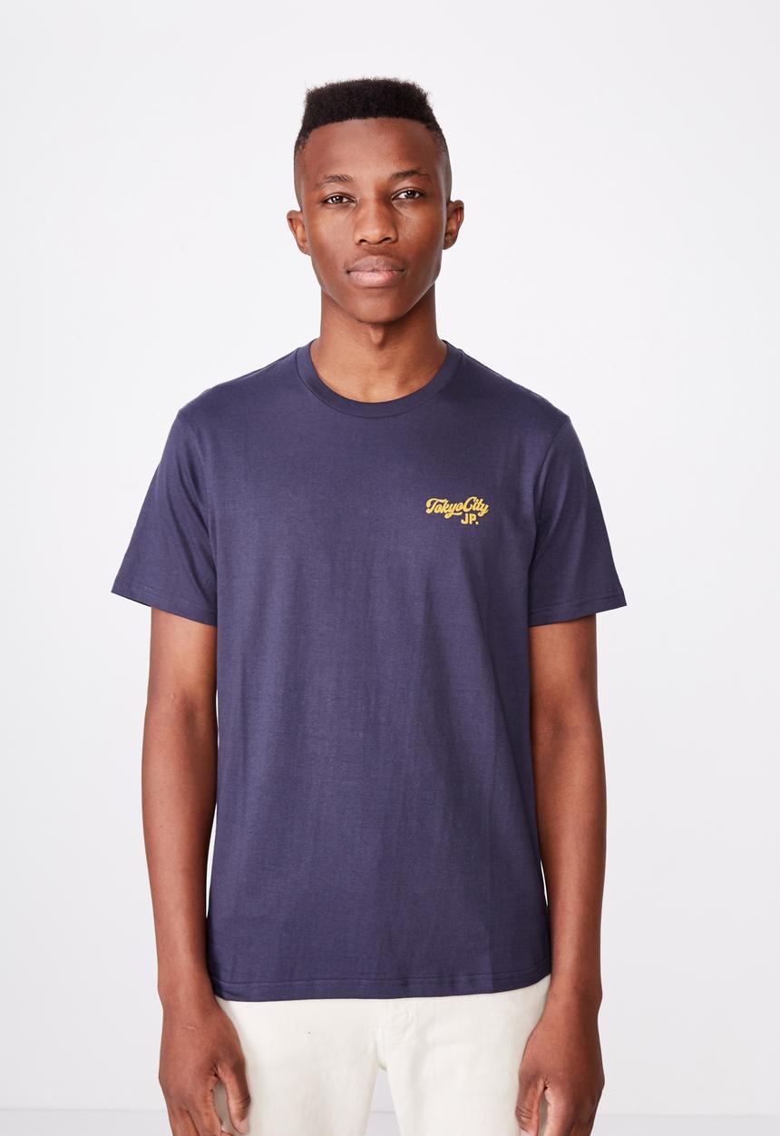 Cotton On - Tokyo city chest urban tee - navy