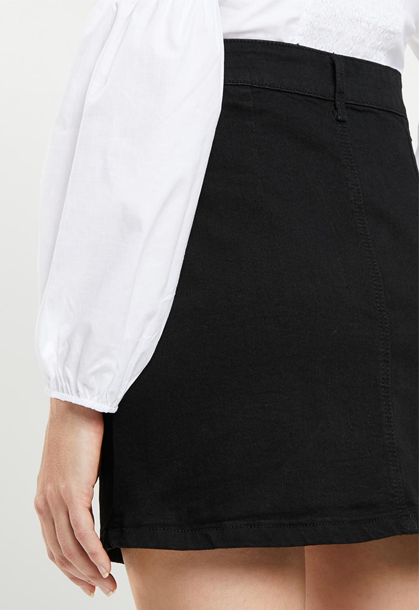 Superbalist - Black denim A-line mini skirt -  black